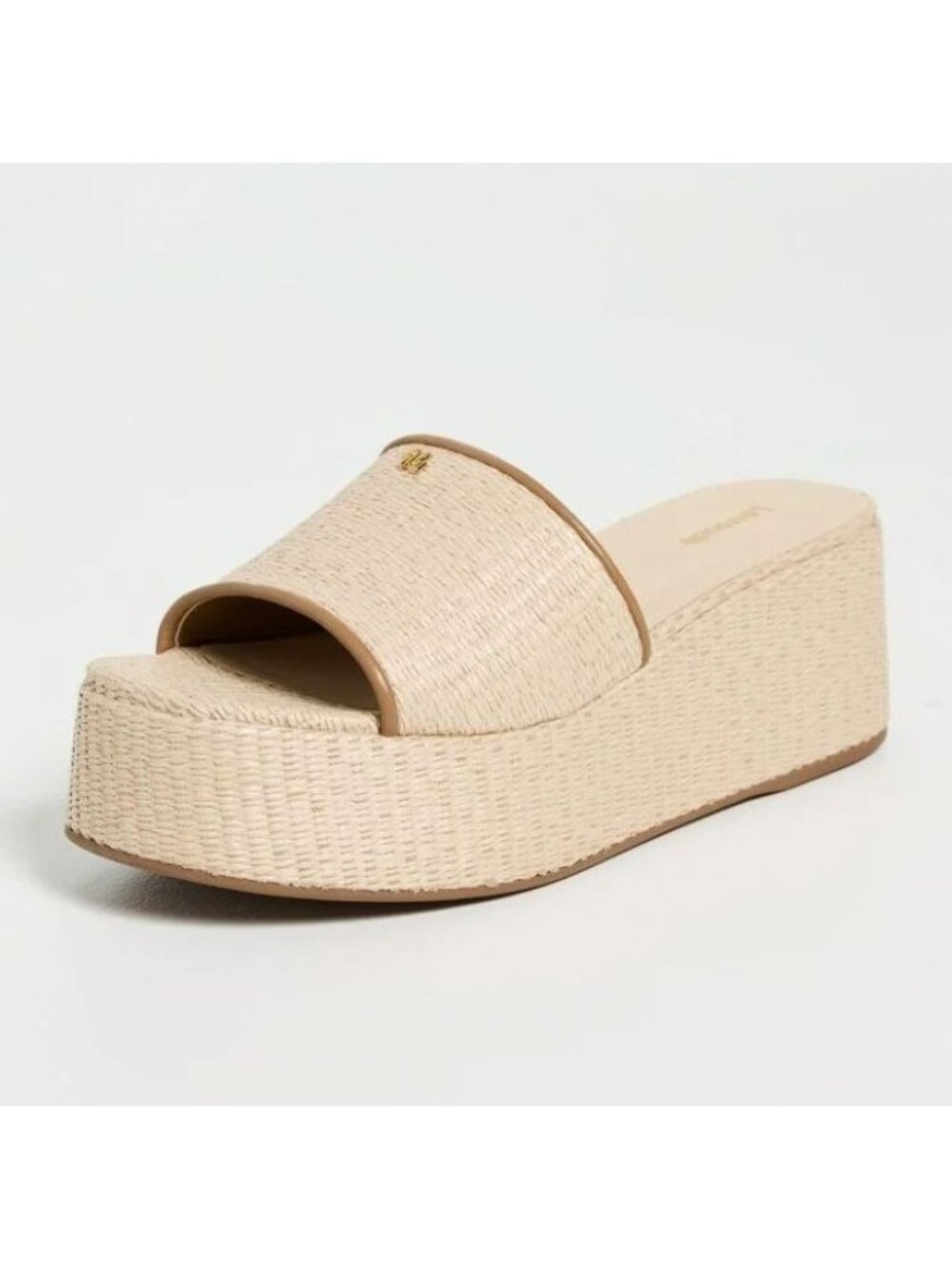 NWB Larroude Alex Platform Mules Sandals Raffia Natural Size 5.5 $315 [jb] - Picture 3 of 16